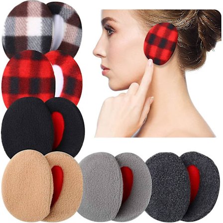 6 Paria Korvanlämmittimiä Nauhattomia Fleece-Korvanlämmittimiä Talvikorvien Peite Unisex, 6 Väriä