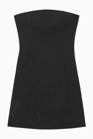 COS Women's Linen-Blend Mini Bustier Dress in Black