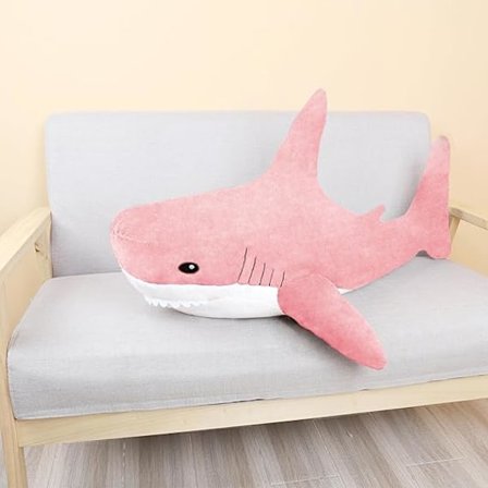 MUPI Haj Plysdyr 17" Sød Haj Legetøj Plys Puder Blød Bomuld Hajer Plysdyr og Havdyrsdukke Gaver til Drenge Piger (Pink)