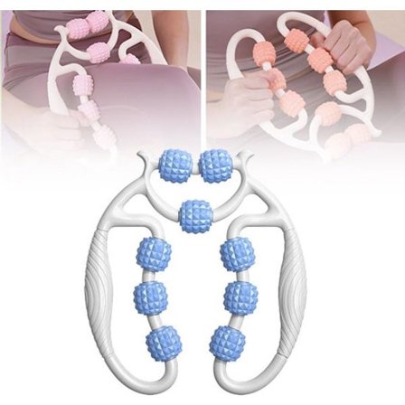 Massage rollers - Skumruller - Nakke, arme og ben - Massage rollers med håndtag - Muskel smertelindring (blå og hvid)