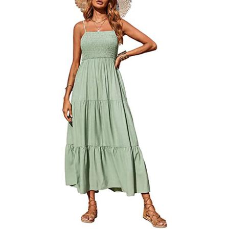 Sexig Printed Med Bladtryck För Kvinnor Elegant Lady Sling Plisserad P