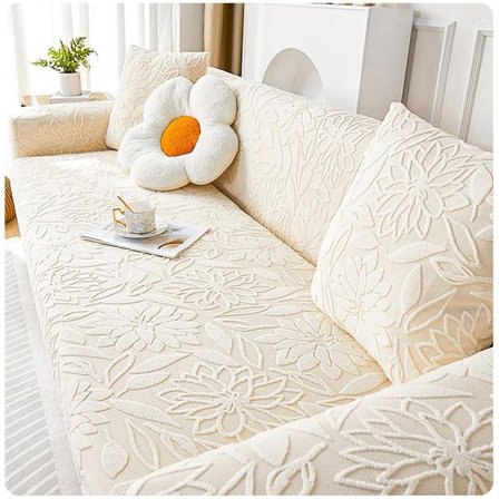 Sofföverdrag Bäddsoffa Tvättbart Skydd Lämplig 3-sits L-Form Halkfria Överdrag -Resistent Möbel 3-sits Vit