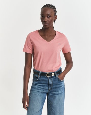 GANT Damen V-Neck T-Shirt (XS) Rot