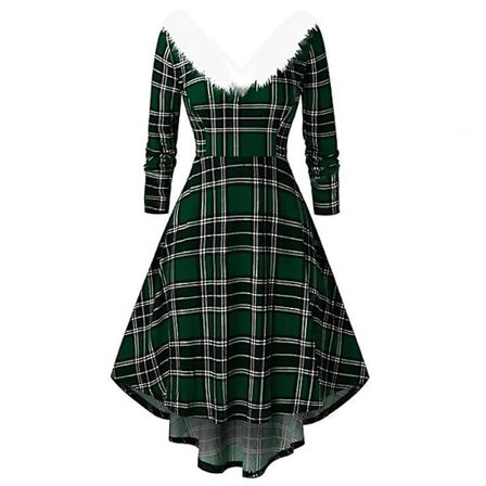 Julekostume til kvinder, V-hals fløjls kjole med W