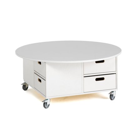 Spieltisch mit Stauraum MINNA, inkl. Boxen, Ø1170x530 mm, weiß