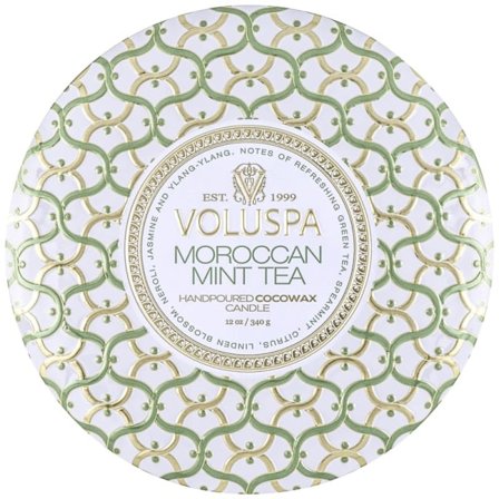 Voluspa 3-Wick Candle Decorative Tin Moroccan Mint Tea 340g