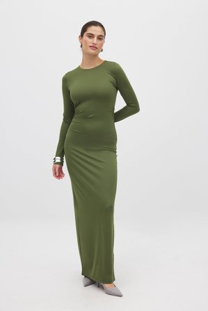 NA-KD Long Sleeve Maxi Dress - Langærmede maxikjoler - Grøn - XL (EU 46)