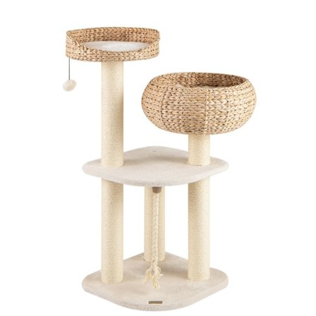 Kradsetræ med sisalstolper og kurv, 104 cm, beige