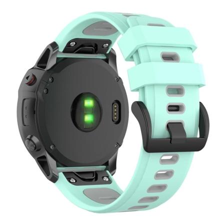 Garmin Fenix 7X klockarmband i silikon med dubbla färger - Blågrön / Grå Grön
