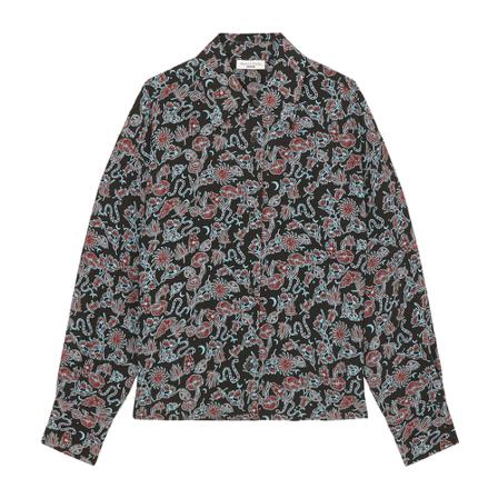 Marc O'Polo Printed Bluse with a statement collar Sort, Dame