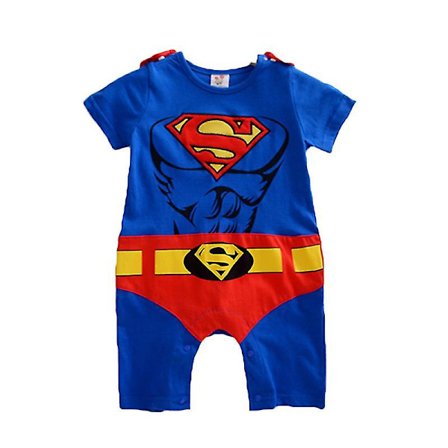Baby Pojkar Flickor Superhjälte Jumpsuit Jumpsuit Toddler kostym Set Superman D 6-12 months