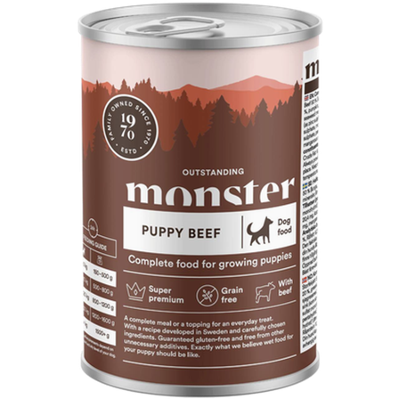 Monster Pet Food - Dog Puppy Beef Burk Red 400 g - Hund - Hundefôr & hundemat - Våtfôr & våtmat - ZOO.no