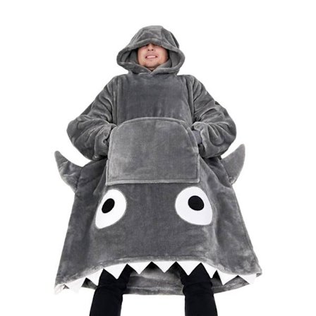 Haj Hoodie-filt för Vuxna, Haj Bärbar Filt Tröja