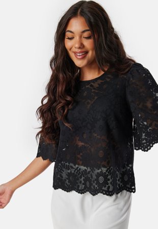 BUBBLEROOM Round Neck Lace Blouse Klær