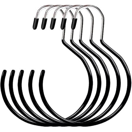 5 stk. runde tørklædeophæng tørklædeholder stor størrelse tørklædeholder med kroge hængende ringe tørklædeholder til slips bælter hat (sort)