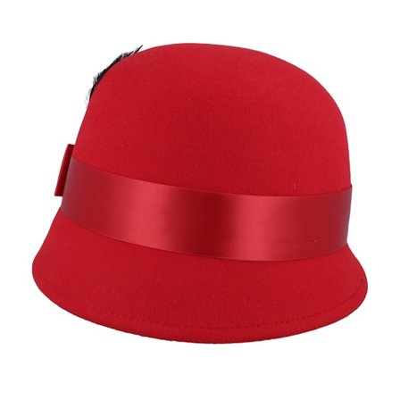 Sur la tête - Rosso historical Cappello - Womens Red Chloe Cloche @ Hatstore
