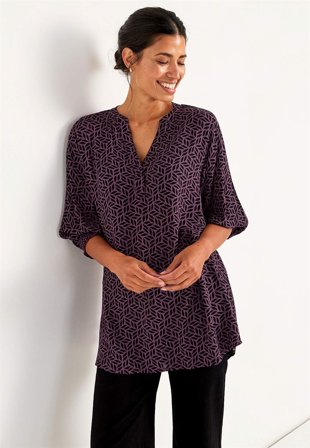 Cellbes of Sweden - Kreppet tunika i blomme / mønstret til damer i størrelse 46/48