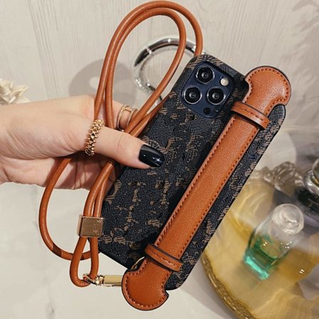 Etui til iPhone 14plus retro gammel blomst armbånd snor trendy merkevare internett kjendis lær