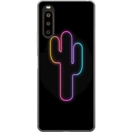 Yhteensopiva Puhelinkuori Sony Sony Xperia 10 II Neonpiirros kaktuksista vaaleanpunaisessa ja sinisessä valossa tummaa taustaa vasten