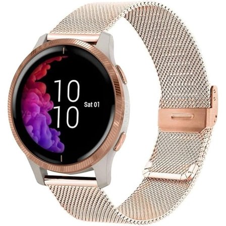 RUIYI Klockarmband för Garmin Venu 2 Plus/Venu Sq/Vivoactive 5/Vivomove 3, Rostfritt Stål Metall Mesh 20mm Snabbfäste Armband