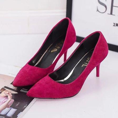 Faux mocka högklackat kvinna skor Rosy Red 3.5