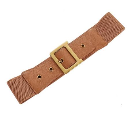 Damebelter Ekte lær midjeforsegling Genser Tilbehør Frakk med skjørt All-Match Elastisk kuskinn bredt belte Dame Caramel Color 74cm