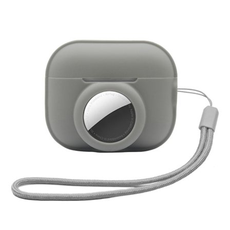 AirPods Pro 2 / AirTags silikonfodral med rem - Grå