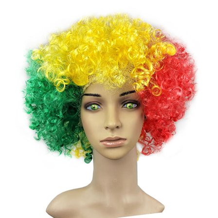 Europacup-VM Fluffy Head Peruk Rolig Flagga Färg Head Cover för semester