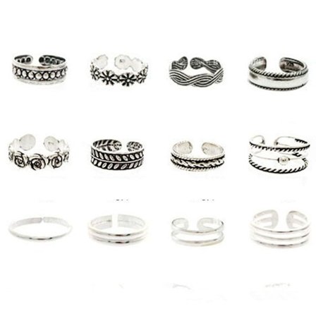12st/ Set Foot Ring Set Öppna Finger Ringar Tå Ringar