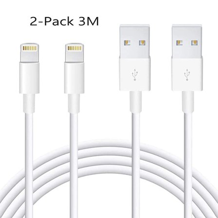 (2-Pack) 3 meter Lightning iPhone Laddnings Kabel laddsladd