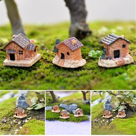 [NT] Minihusset i harts, gör-det-själv trädgårdslandskap, hållbart, långvarigt, säkert, vattentätt, bleknar inte, för inomhus och utomhus 1 2 3