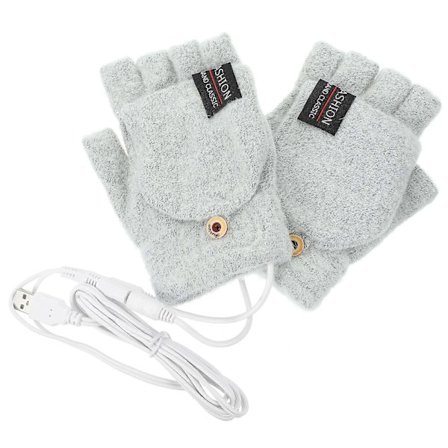 Vinterhandskar USB Uppvärmda Stickhandskar 2 Par Vikta Fingeröverdrag Vantar Utomhusbruk