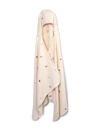 Filibabba Embroidered Beach Poncho Gots - Dino Beach - Cream - ONE SIZE