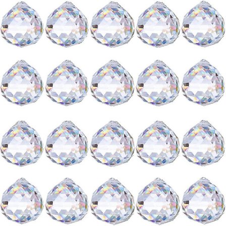 Klar Krystallkule Prisme Juletrepynt 20 STK K9 Krystall Solfangere Kule for Hagepynt Utendørs Vinduslysekrone Hengende Anheng