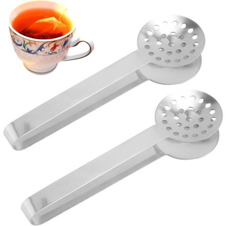 2 stk. rustfri te pose klemmer, premium metal te pose si multifunktionelle praktiske ske klemmer filter tilbehør til drikkeelskere L