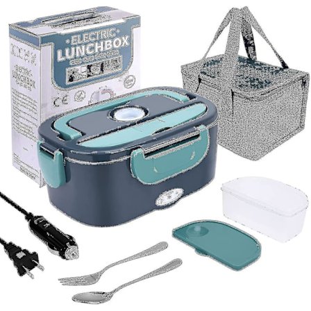 Elektrisk Lunchlåda Matvärmare, 3 i 1 60W Högpresterande Bärbar Mikrovågsugn för Bil och Hem - 12v 24v /110v, Läckagesäker, 1.5l Avtagbar 304 