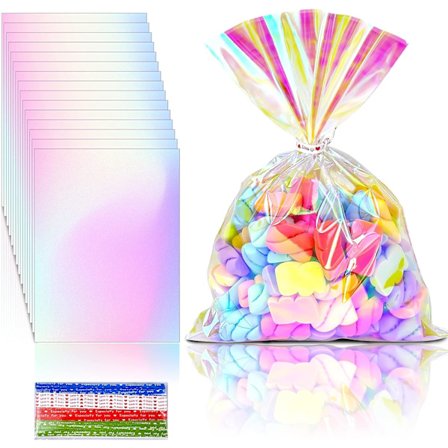 100st Holografiska phane Treat Bags Clear Goodie Bags Iriserande