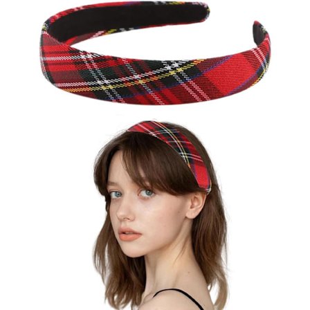 Julete Tartan Hårbøyle Alice Rød Bånd Hårpynt Vintage Hårbøyle for Jenter Barn Julefestival Ferie