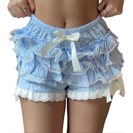 Blomstrete blonde shorts med volanger for kvinner, Lolita-tjenerinne, rysjer, frilly pumpkin pettipants