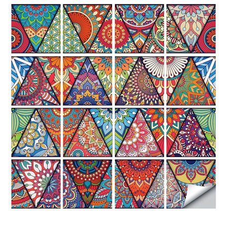 16 stk Fliseklistremerker Mandala Style Dekorativ Peel and Stick