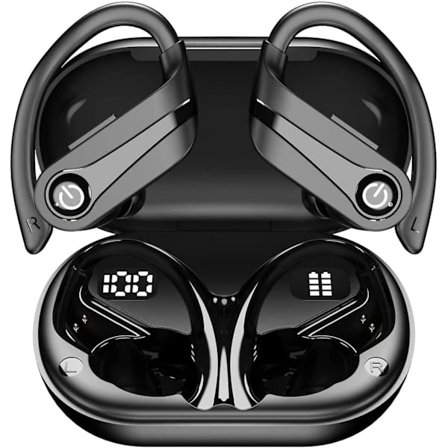 Hörlurar Sport, Bluetooth 5.3 In-ear Hörlurar Trådlösa Hörlurar Med Krok 80h