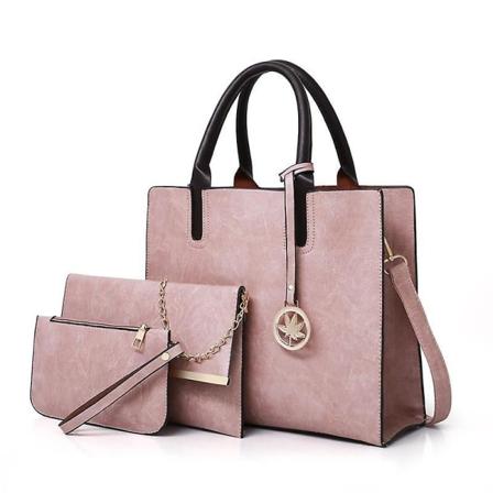 Damväska Set Mode Pu Läder Dam Handväska Messenger Shoulder Plånbok pink
