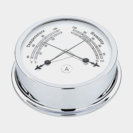 Hygrometer & thermometer Autonautic Pacific TH120C, Ø110/120 mm, chromed brass