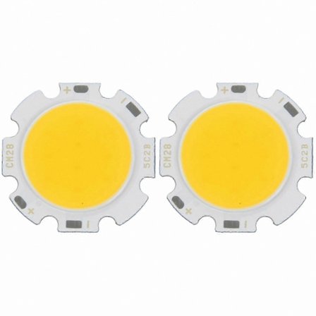 Varmhvite 5W COB LED-pærer, DC15-17V, Supersterkt rundt chip-lys, 2-pakning