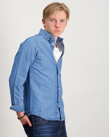 Jack & Jones JJESTANLEY JJSHIRT AT 021 NOOS JNR Blau Hemden Jungen - Kids Brand Store