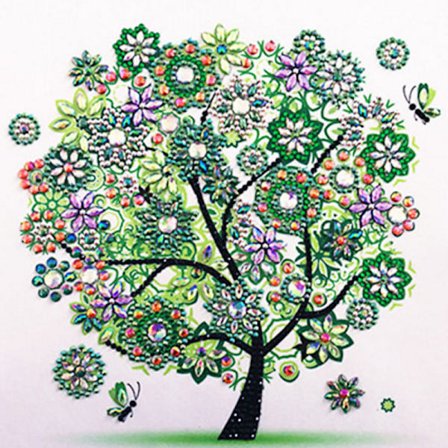 Træformet 5D diamant korsstingskunst vægdekoration - Grøn tilgængelig