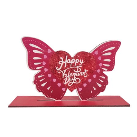 Valentinsdagshåndværk i træ, skrivebordsornament, kærlighedshjertebilmønster til hjemmet, soveværelset, stuen, bordpladedekoration [HK]