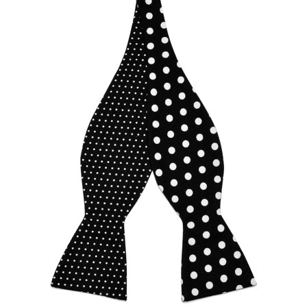 Black Dot Cotton Self-Tie Reversible Bow Tie for Men - Self-tie bow ties