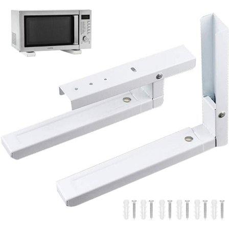 2-pack mikrovågsugnsväggfäste, mikrovågsugnsställ, universellt mikrovågsugnsfäste med 6 skruvar för att stödja mikrovågsugn (vit)