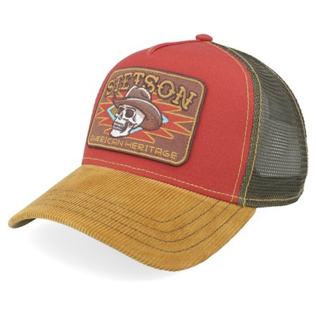 Stetson - Red trucker Czapka Z Daszkiem - Skull Cardinal/Yellow/Olive Trucker @ Hatstore